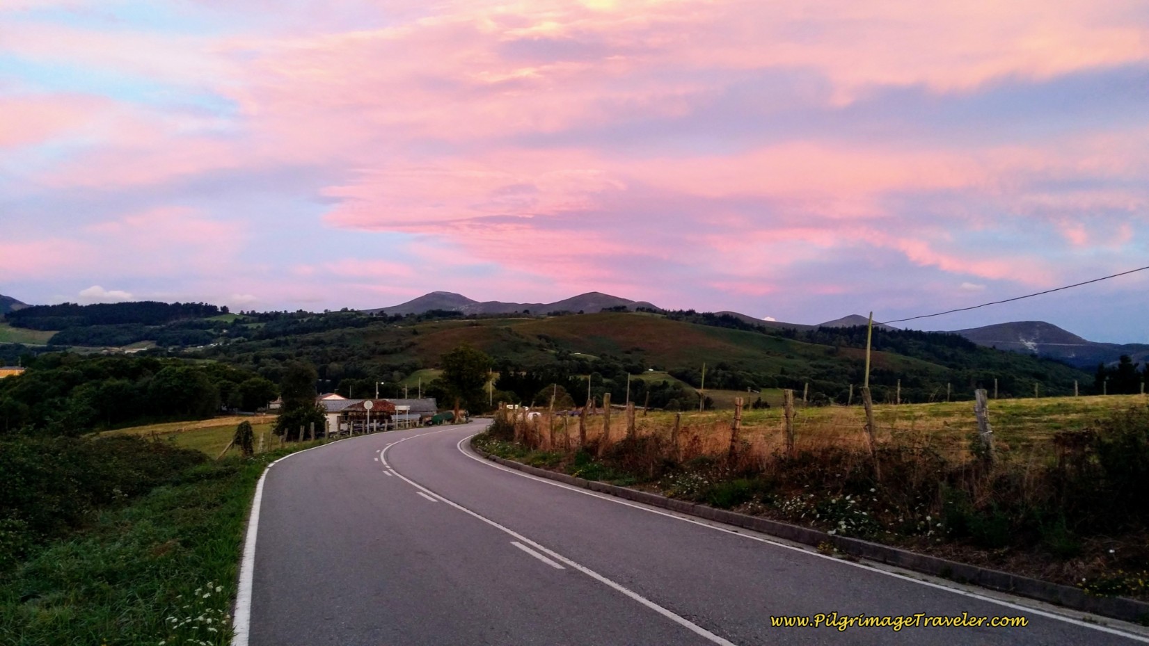 Sunrise in Campiello on the Camino de Santiago in Asturias, Spain