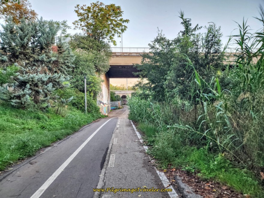 Way of St. Francis: Day Twenty-Three, Monte Sacro to Rome - Bikeway Under Roadway