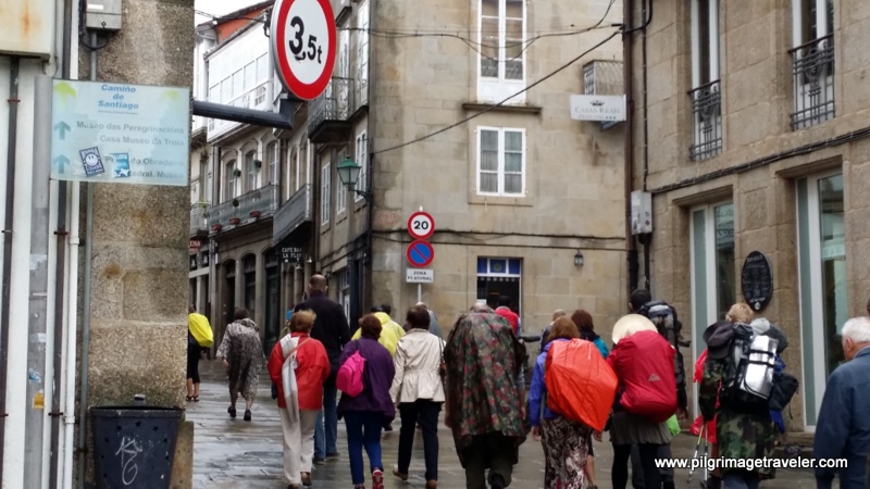 French Way Pilgrims Entering the City of Santiago de Compostela