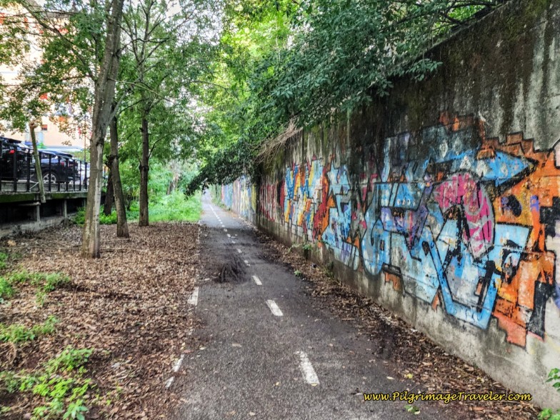 Way of St. Francis: Day Twenty-Three, Monte Sacro to Rome - Follow Wall of Elevated Roadway Ramp