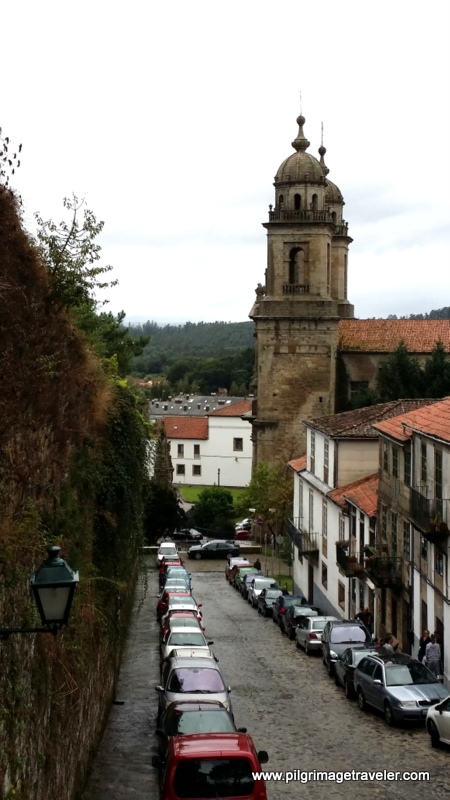 View of the Church of San Francisco from Top of the Costa Vella Stairs, in the old section of Santiago de Compostela, Galicia, Spain
