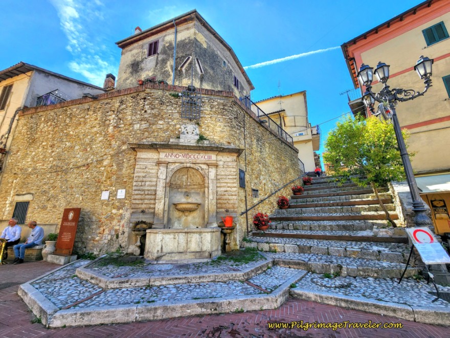 Way of St. Francis: Day Twenty, Poggio San Lorenzo to Ponticelli - 1893 Fountain, Poggio San Lorenzo Square