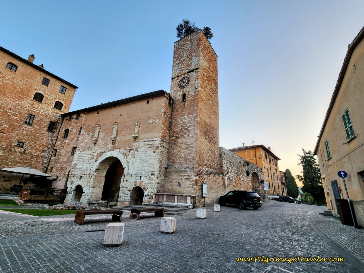 Way of St. Francis: Day Twelve, Spello to Trevi, the start at Porta Consolare, Spello.