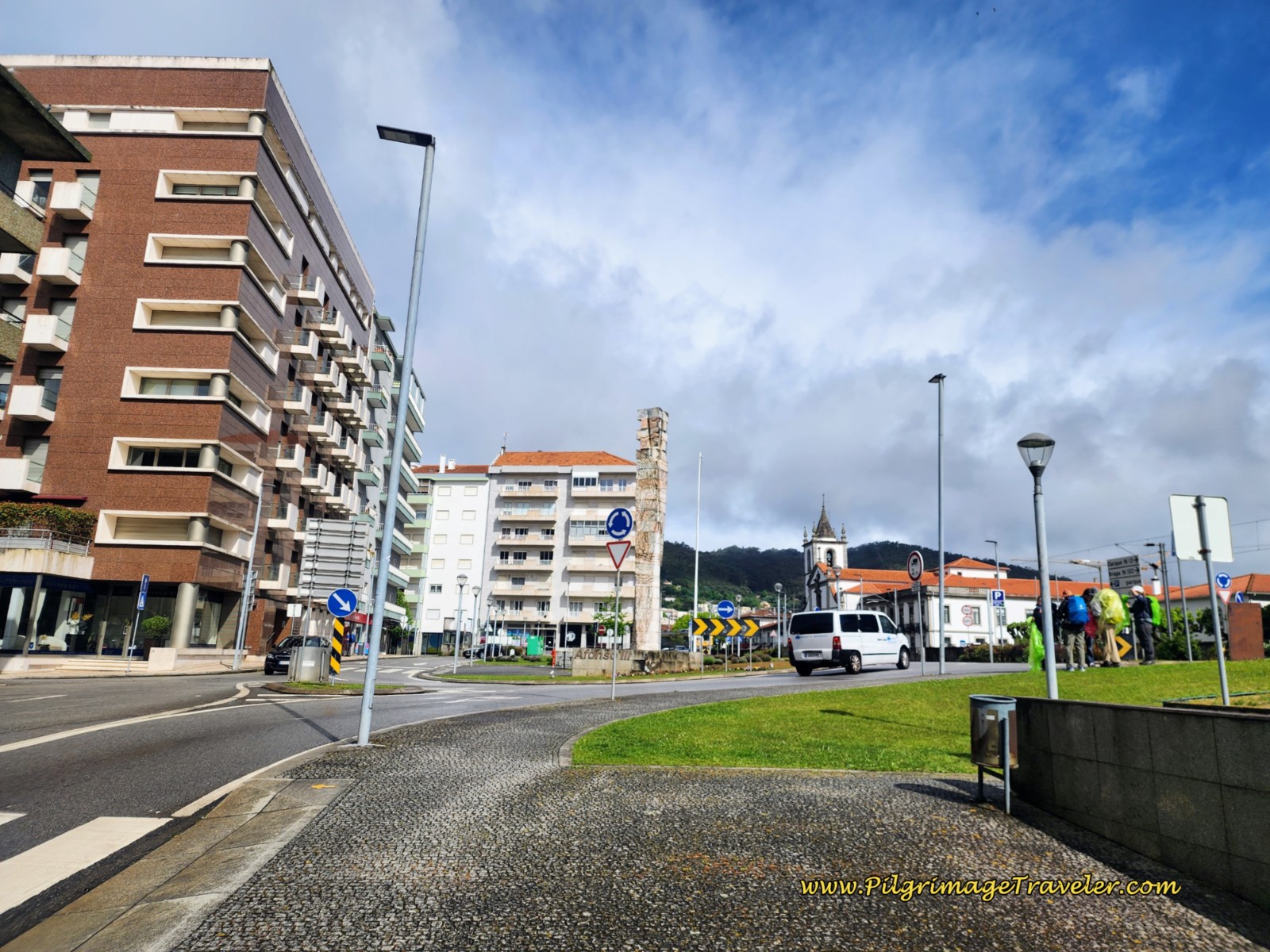 Right Turn Toward Roundabout in Viana do Castelo on day eighteen of the Coastal Route of the Camino Portugues. Right Turn Toward Roundabout in Viana do Castelo on day eighteen of the Coastal Route of the Camino Portugues.