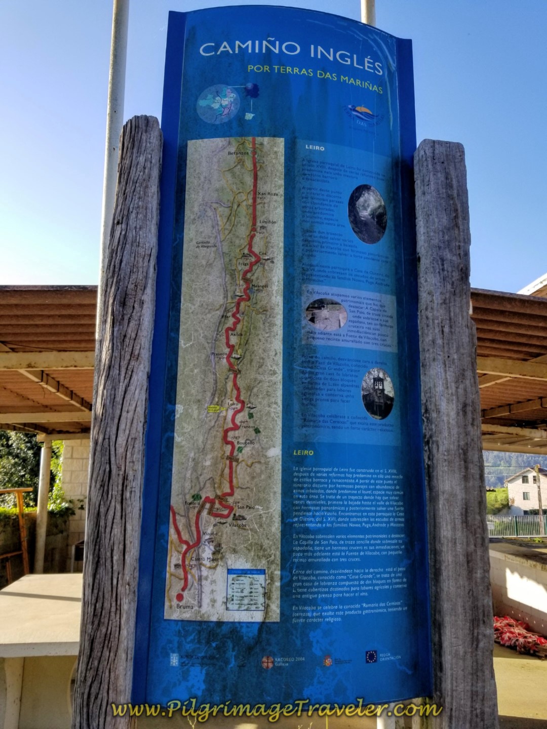 The Old English Way Information Board in Leiro ~ Maps No Longer Current! on day six of the Camino Inglés