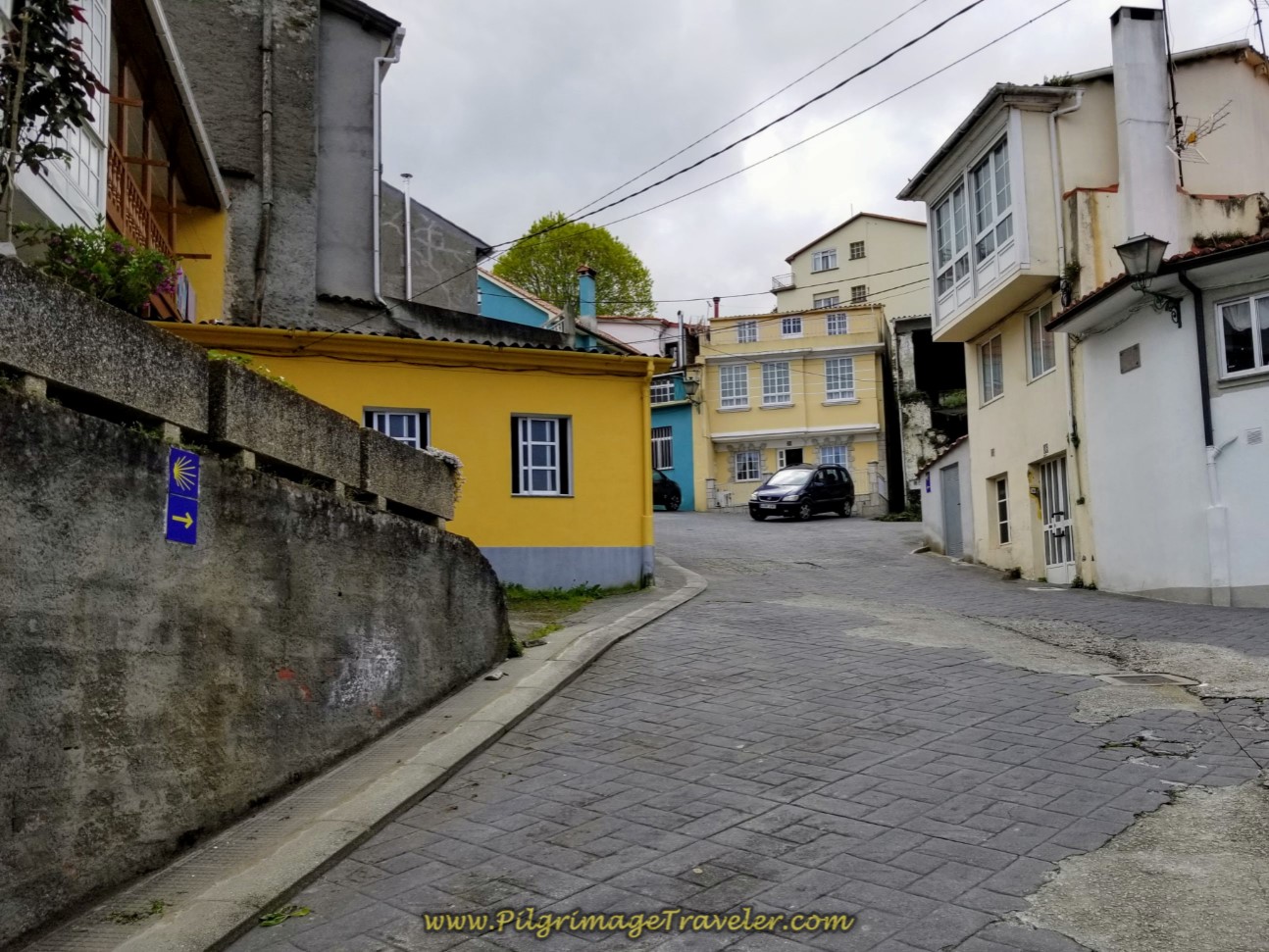 Steep, Upward Pavement on the Rúa Souto da Vila, climbing out of Pontedeume on day three of the Camino Inglés