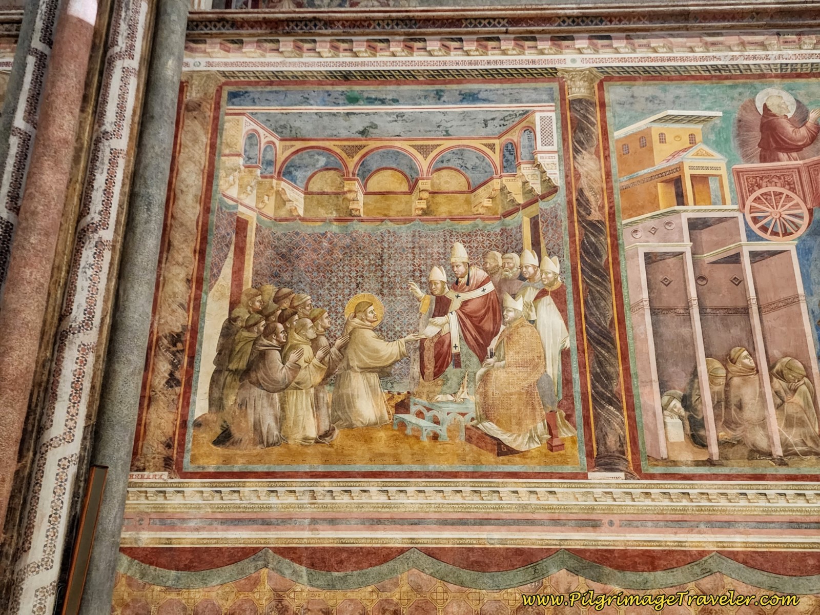 Fresco, St. Francis Receives Confirmation for His Rule, Assisi, Italy, A sacred medieval treasure