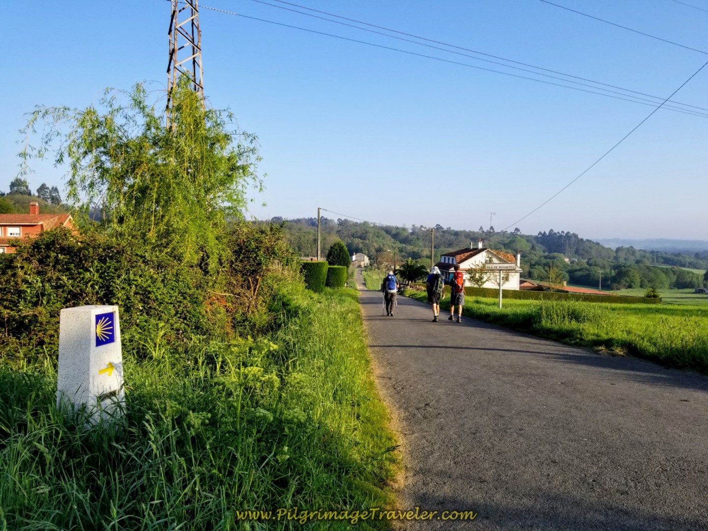 Turn Off the Frontage Road, Towards the Hamlet of Vila de Marantes on day eight of the Camino Inglés Turn Off the Frontage Road, Towards the Hamlet of Vila de Marantes on day eight of the Camino Inglés