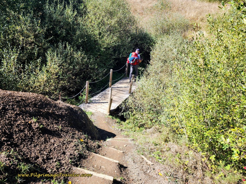 Drop Down, Cross Arroyo on Footbridge