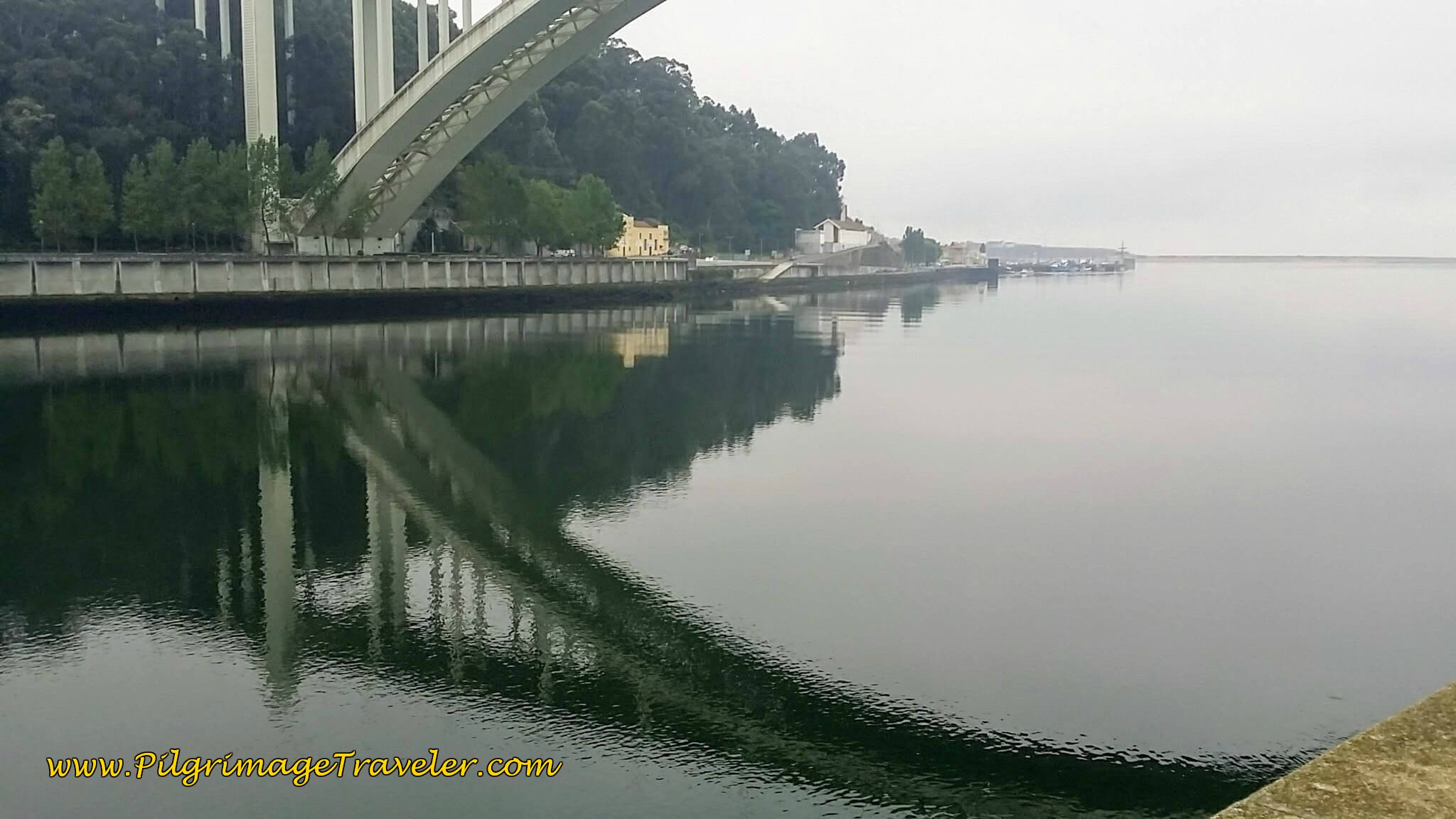 Stunning Bridge Reflection on the Portuguese Way along the Sendal Litoral in Porto