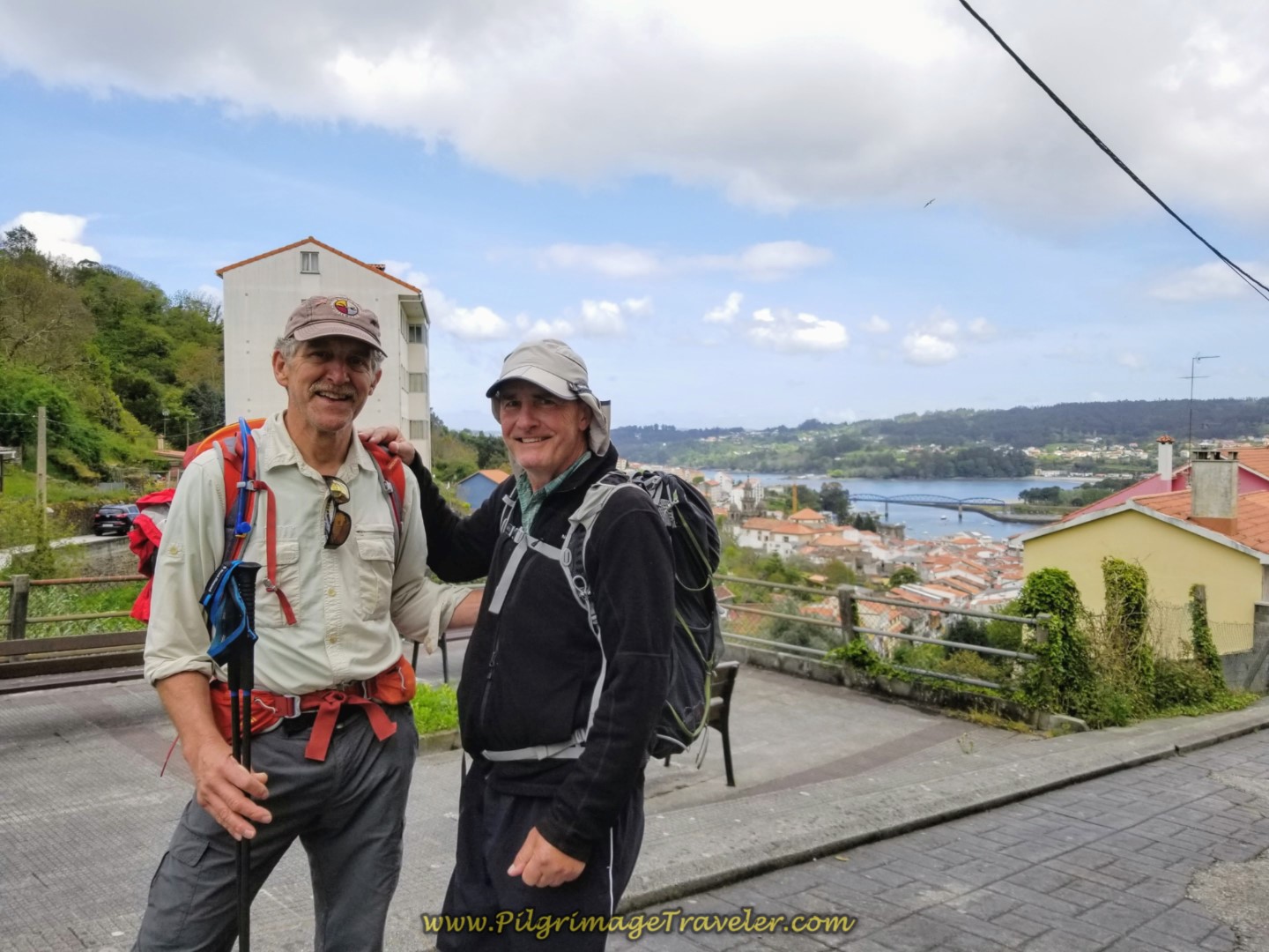 Rich and Rob at Viewpoint Over Pontedeume on day three of the Camino Inglés