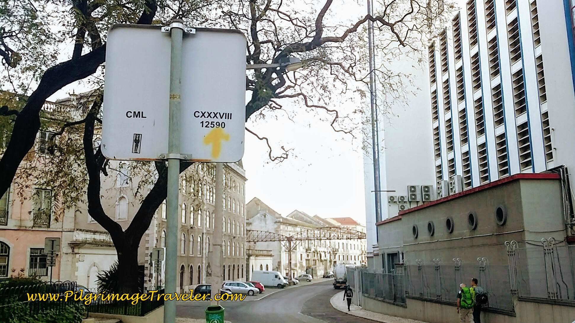 Yellow Arrow on the Rua do Beato, Lisbon, Portugal