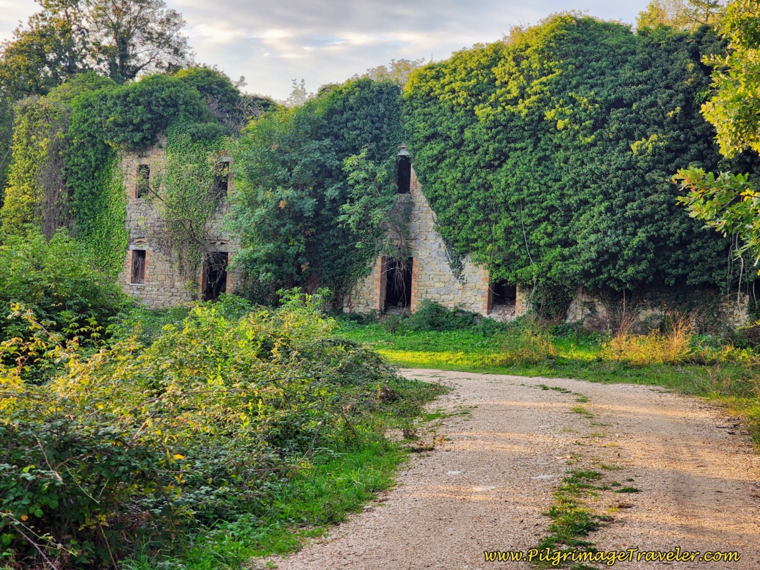 Pass By Overgrown Buildings, day nine, Way of St. Francis, Biscina to Valfabbrica