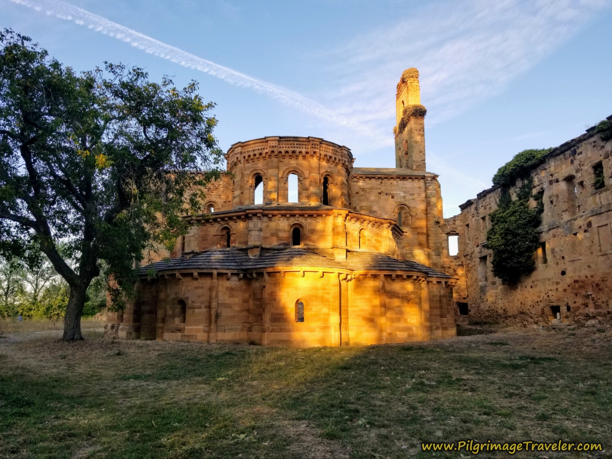 Rear View of the Moreruela Abbey in Morning Light on the Camino Sanabrés from Granja de Moreruela to Tábara