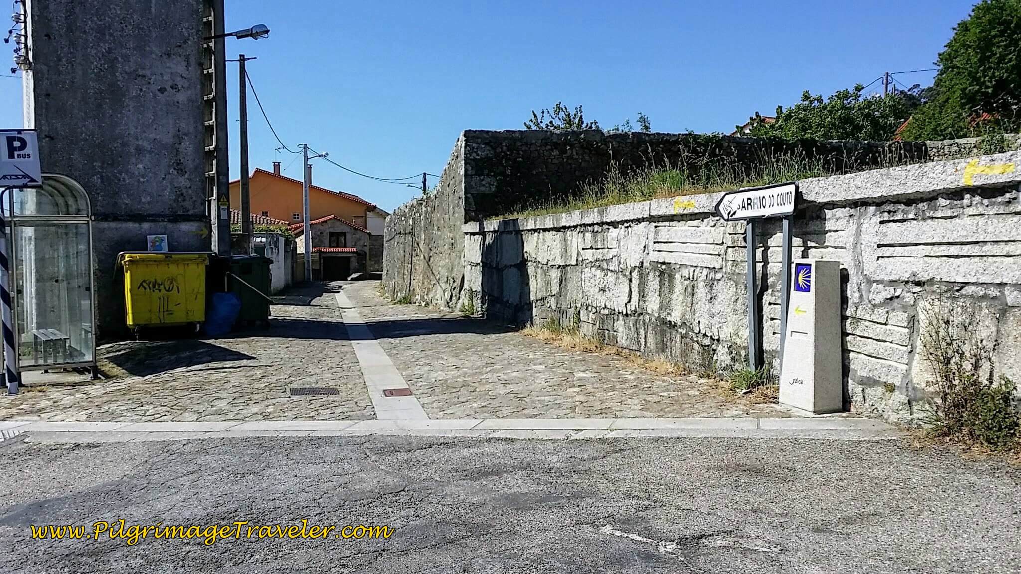 Turn Right Here in O'Couto on Day Nineteen of the Portuguese Way