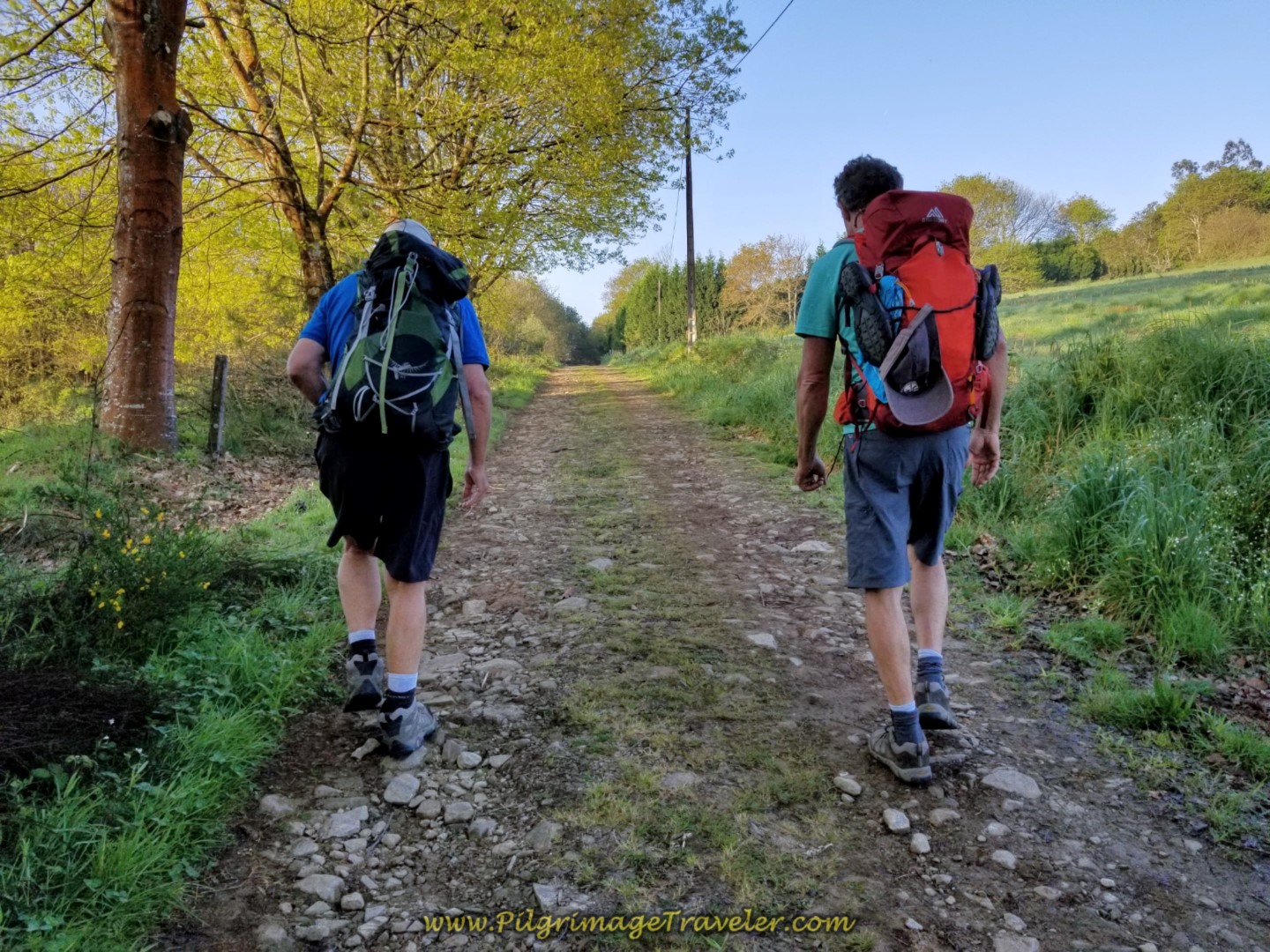 Rob and Rich Negotiate the Uphill Lane on day eight of the Camino Inglés Rob and Rich Negotiate the Uphill Lane on day eight of the Camino Inglés