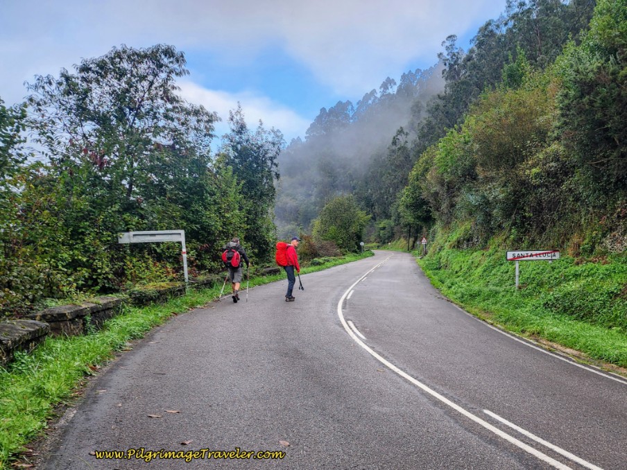 Pilgrims on the Road to Aguilar on day six of the Camino de San Salvador Pilgrims on the Road to Aguilar