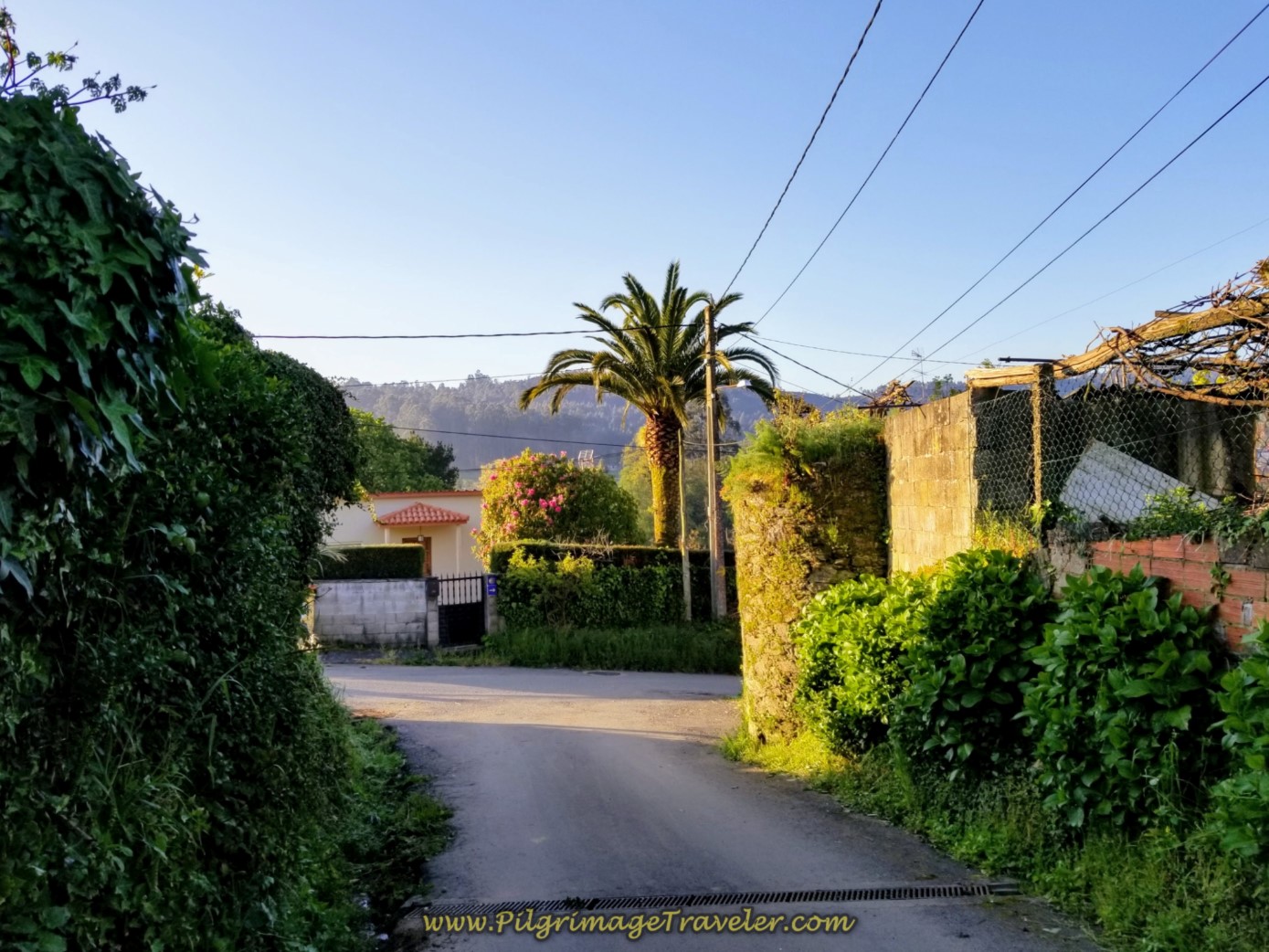 Turn Right to Enter Sarandóns on day two of the La Coruña Arm of the Camino Inglés