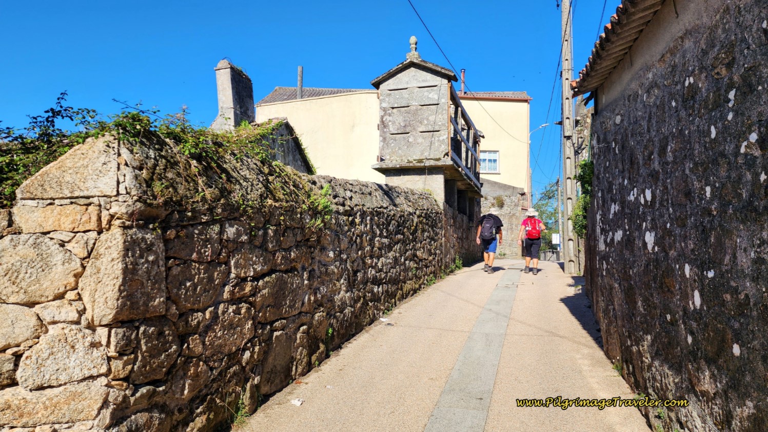 Hórreo Along the Narrow Medieval Streets in Pontecesures