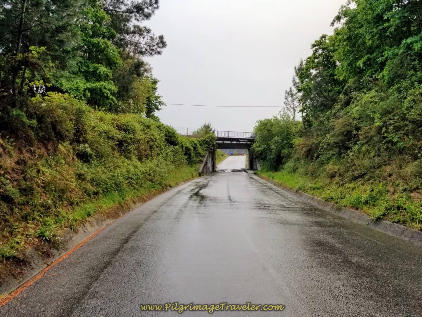 Walking Under the Railroad Tracks on day twenty on the central route of the Portuguese Camino
