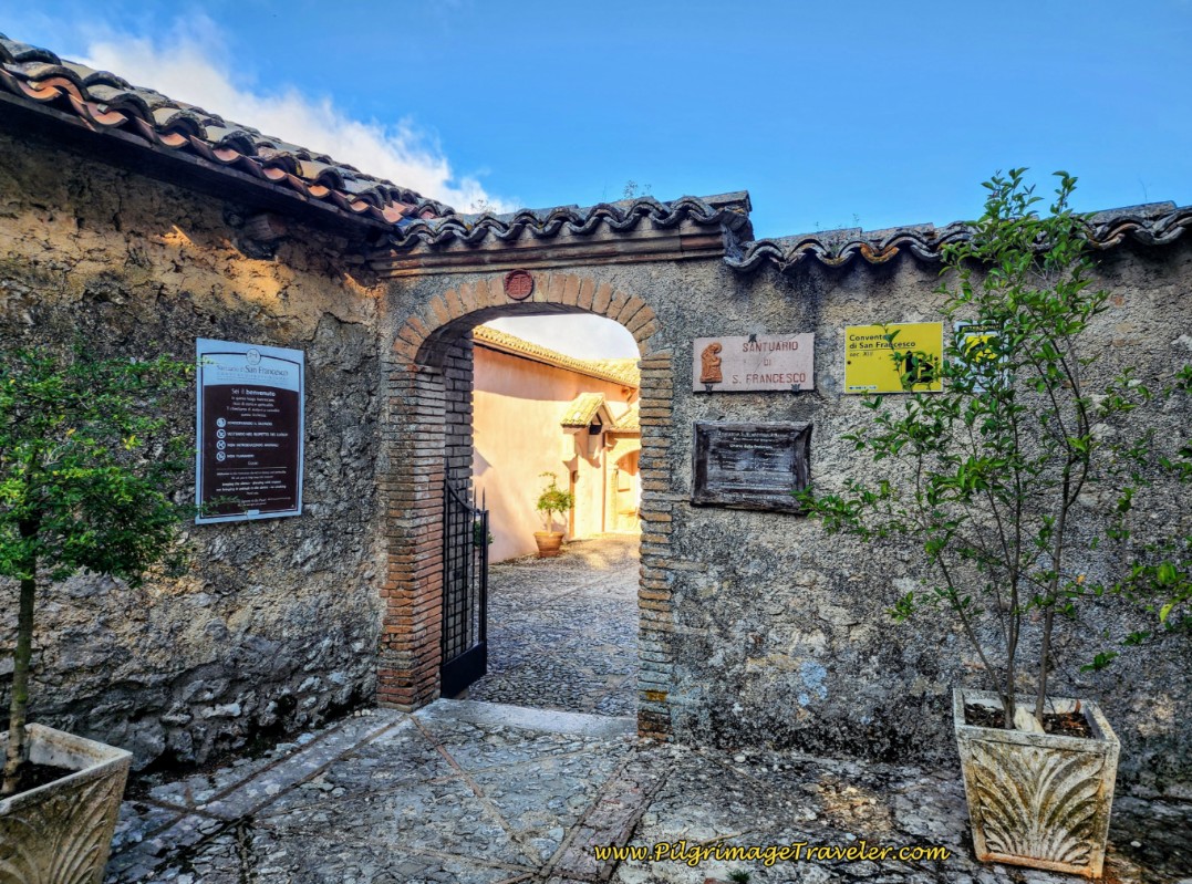 Way of St. Francis: Day Fifteen, Spoleto to Macenano - Entryway, Convento di San Francesco, Monteluco