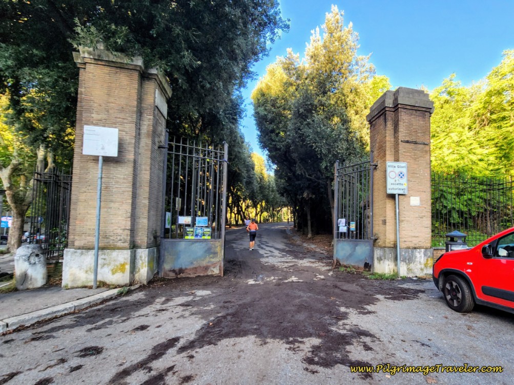Way of St. Francis: Day Twenty-Three, Monte Sacro to Rome - Villa Glori Park Entrance Gate