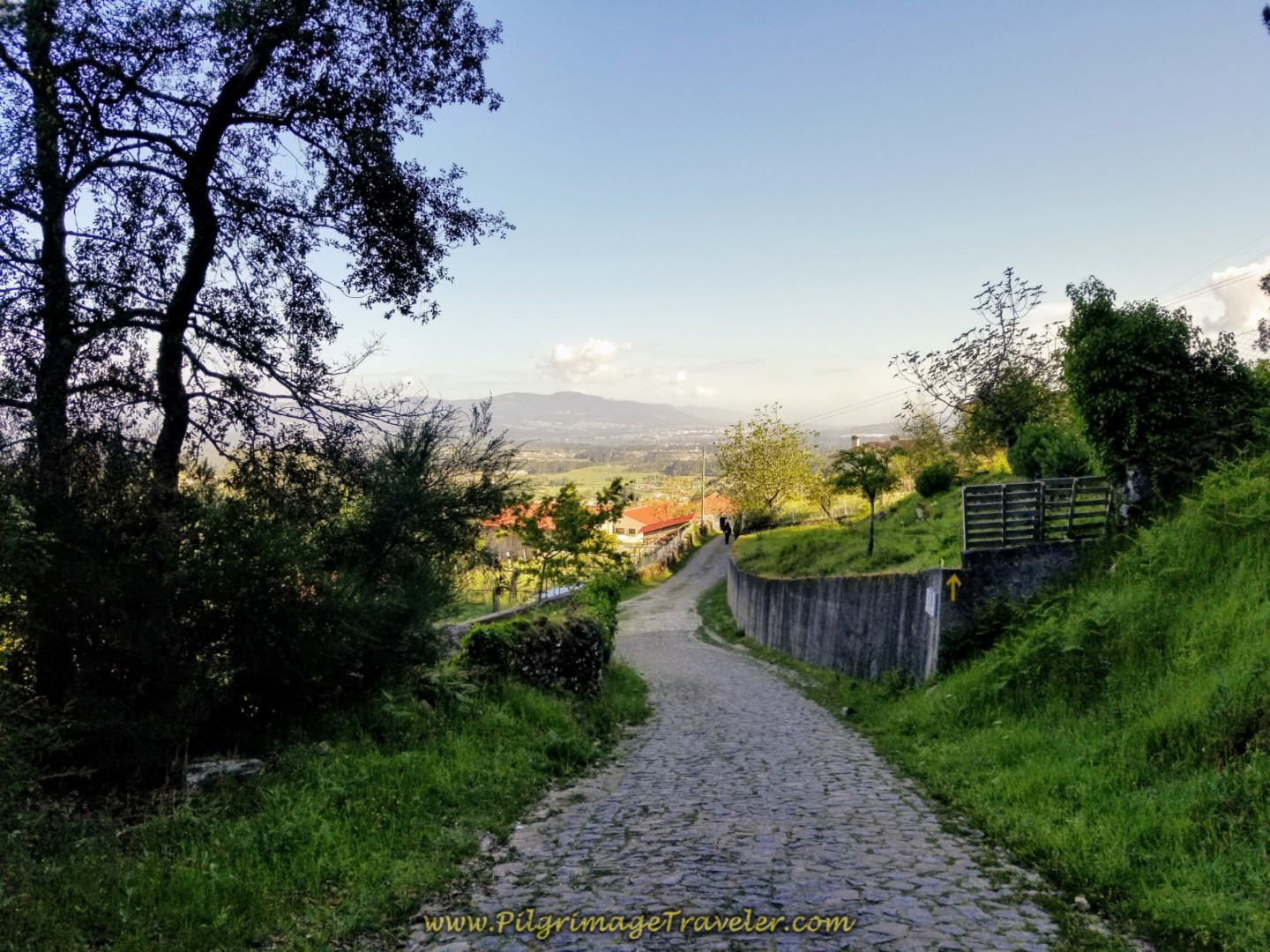 Easy, Downhill Cobblestone Road to Gontomil on day nineteen on the Central Route of the Portuguese Camino