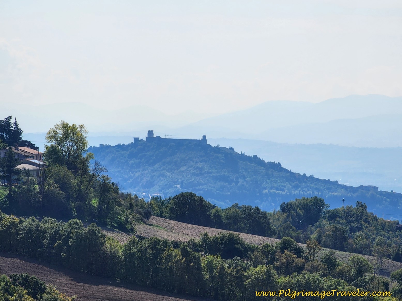First Clear View of Assisi, day ten, Way of St. Francis, Valfabbrica to Assisi