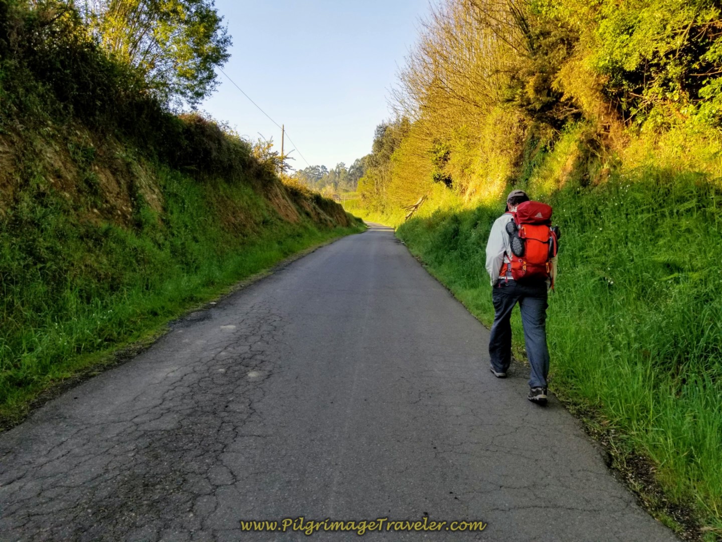 Walking Along Country Road on day two of the La Coruña Arm of the Camino Inglés