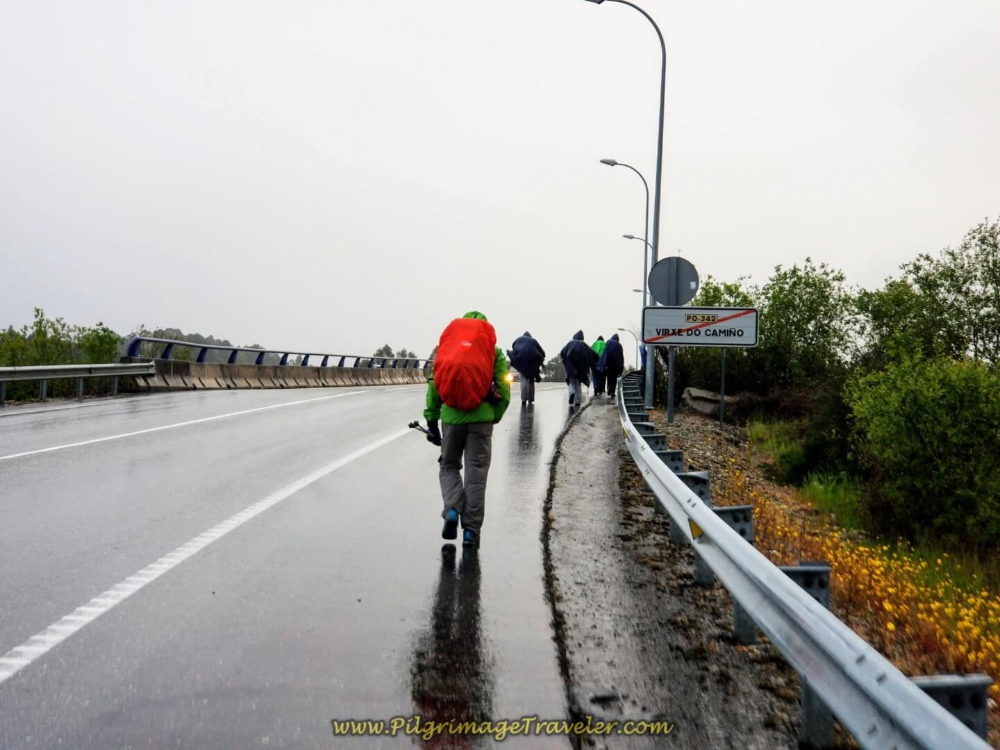 Leaving Virxe do Camiño on the P0-342 on day twenty on the central route of the Portuguese Camino
