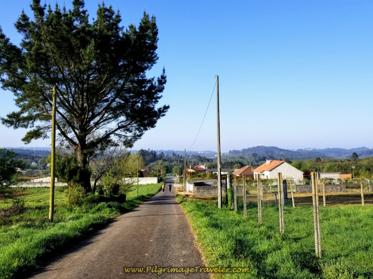 Walking Into Hamlet of Lameira on day eight of the Camino Inglés