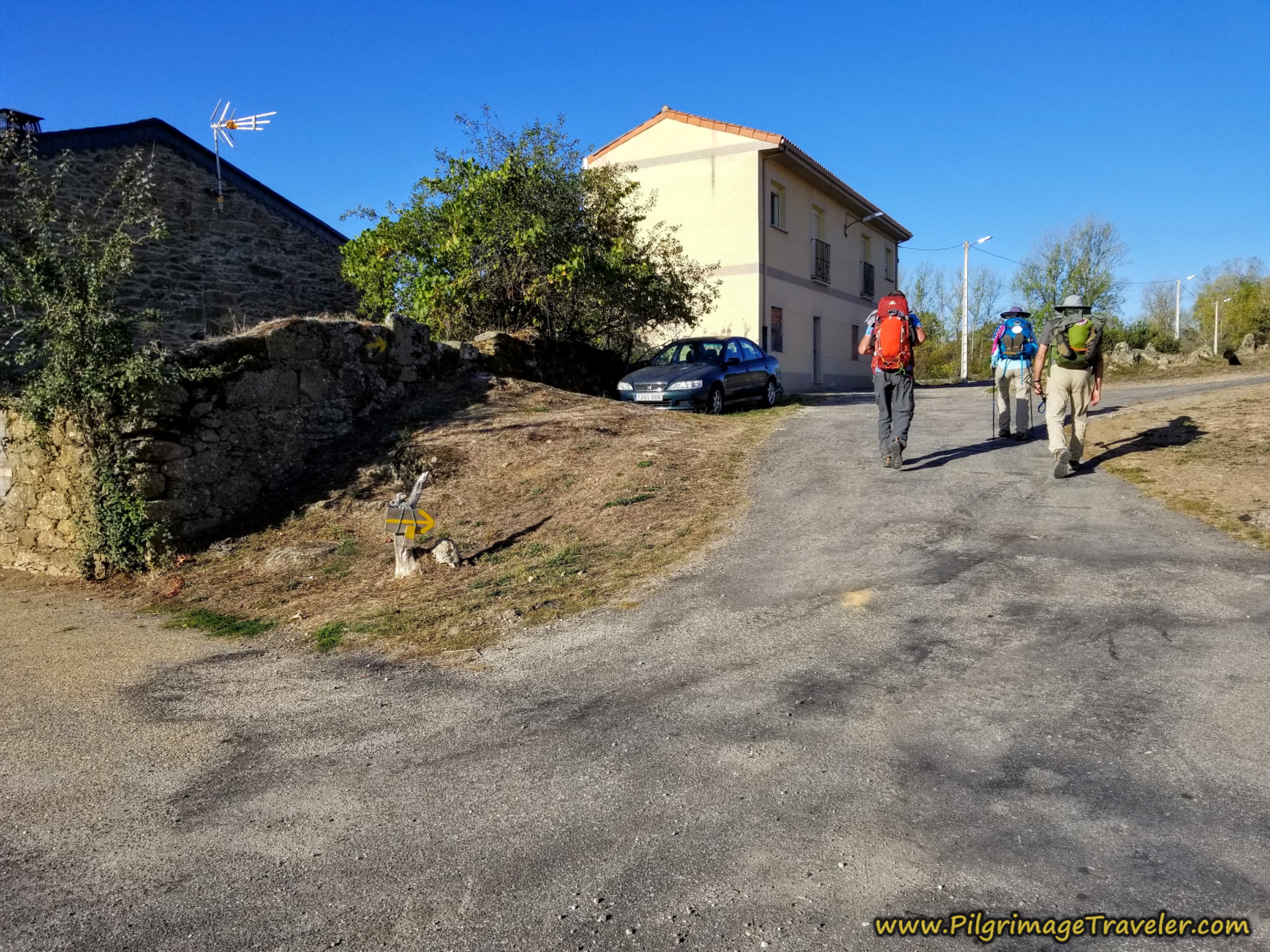 Right Turn After Church Square on the Camino Sanabrés from Rionegro del Puente to Entrepeñas Right Turn After Church Square on the Camino Sanabrés from Rionegro del Puente to Entrepeñas