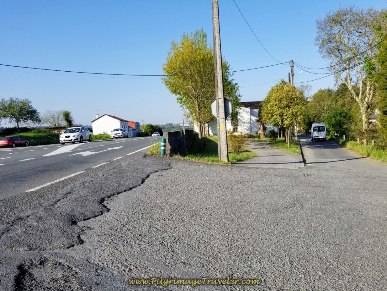Diversion on Side Road to the Right on day eight of the Camino Inglés Diversion on Side Road to the Right on day eight of the Camino Inglés