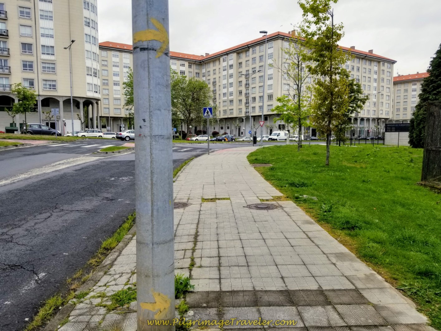 Follow the Estrada Caranza on Nice Sidewalk on day one of the Camino Inglés Follow the Estrada Caranza on Nice Sidewalk on day one of the Camino Inglés