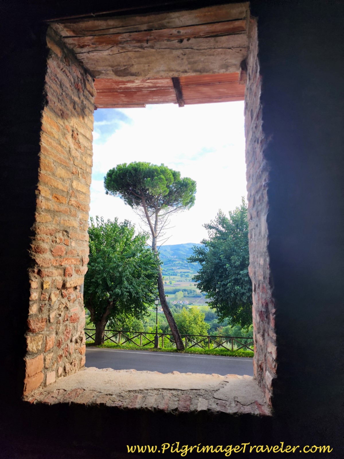 Picturesque View Through Walkway Window Picturesque View Through Walkway Window