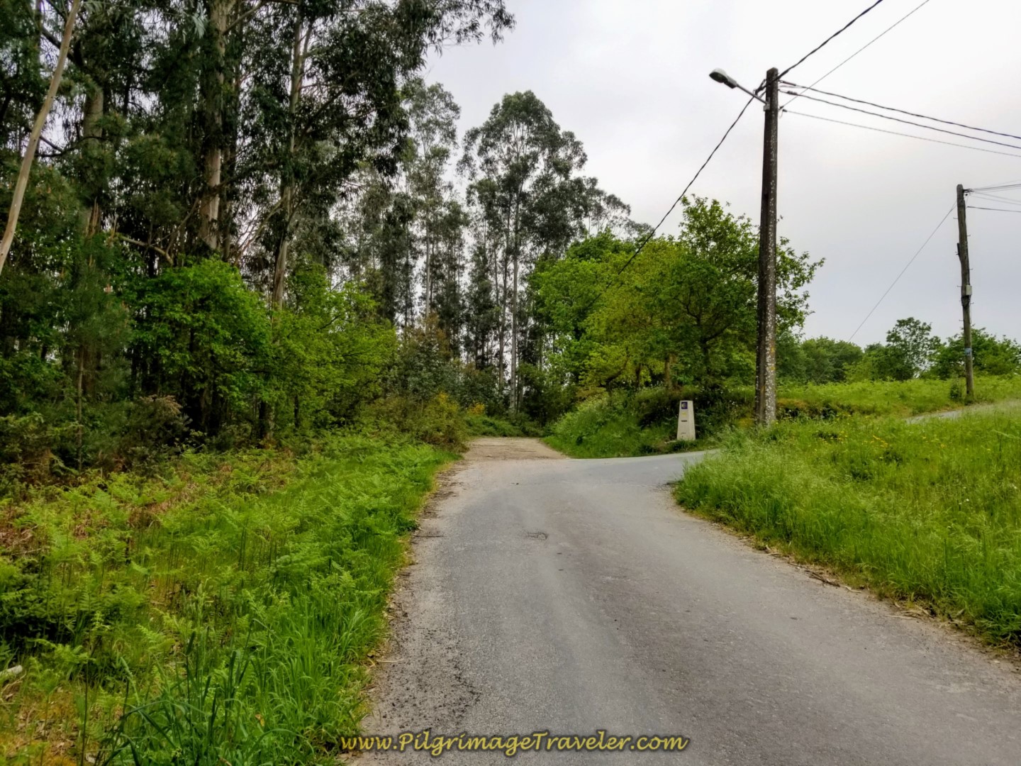 Right Turn Towards Next Village of O Carballal on day one of the Camino Finisterre