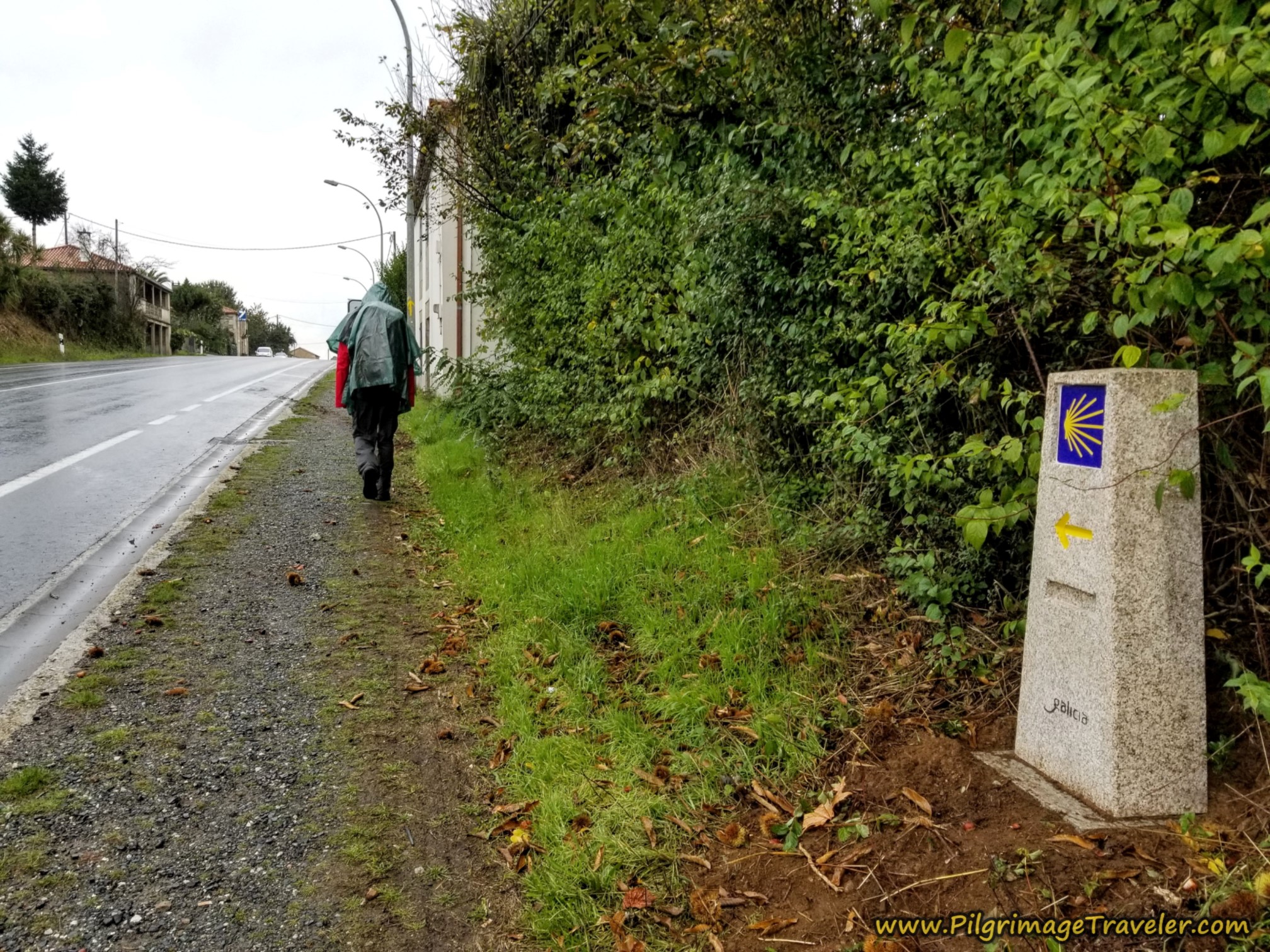 Right Turn Onto N-525 on the Camino Sanabrés, Estación de Lalín to Bandeira Right Turn Onto N-525 on the Camino Sanabrés, Estación de Lalín to Bandeira