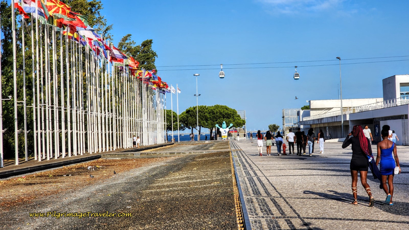 Flags Lead to Another Mascot, Gil at the Waterfront in the Park of Nations