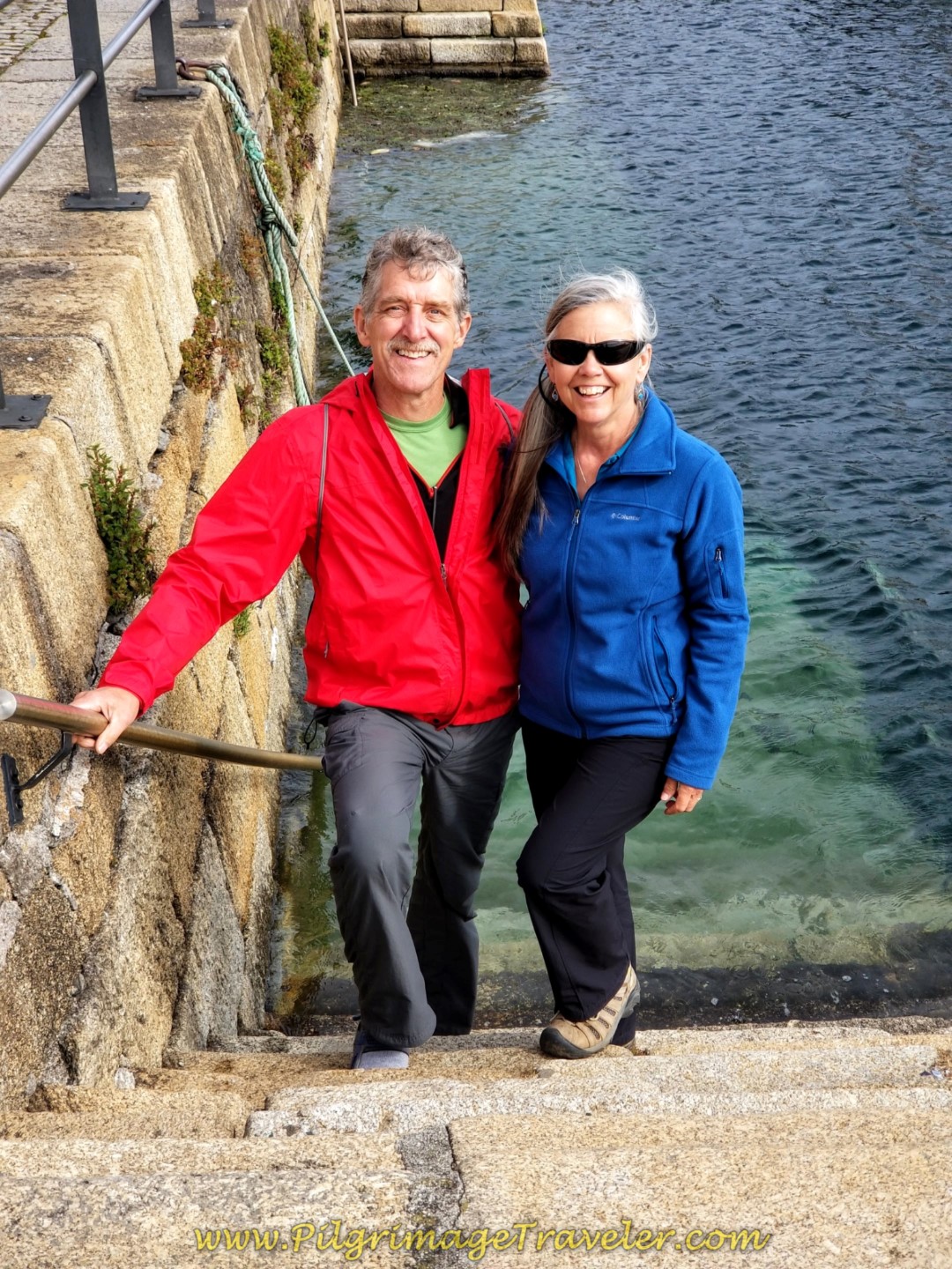 Rich and Elle Also "Arriving" on the harbor steps of Ferrol on day one of the Camino Inglés Rich and Elle Also "Arriving" on the harbor steps of Ferrol on day one of the Camino Inglés