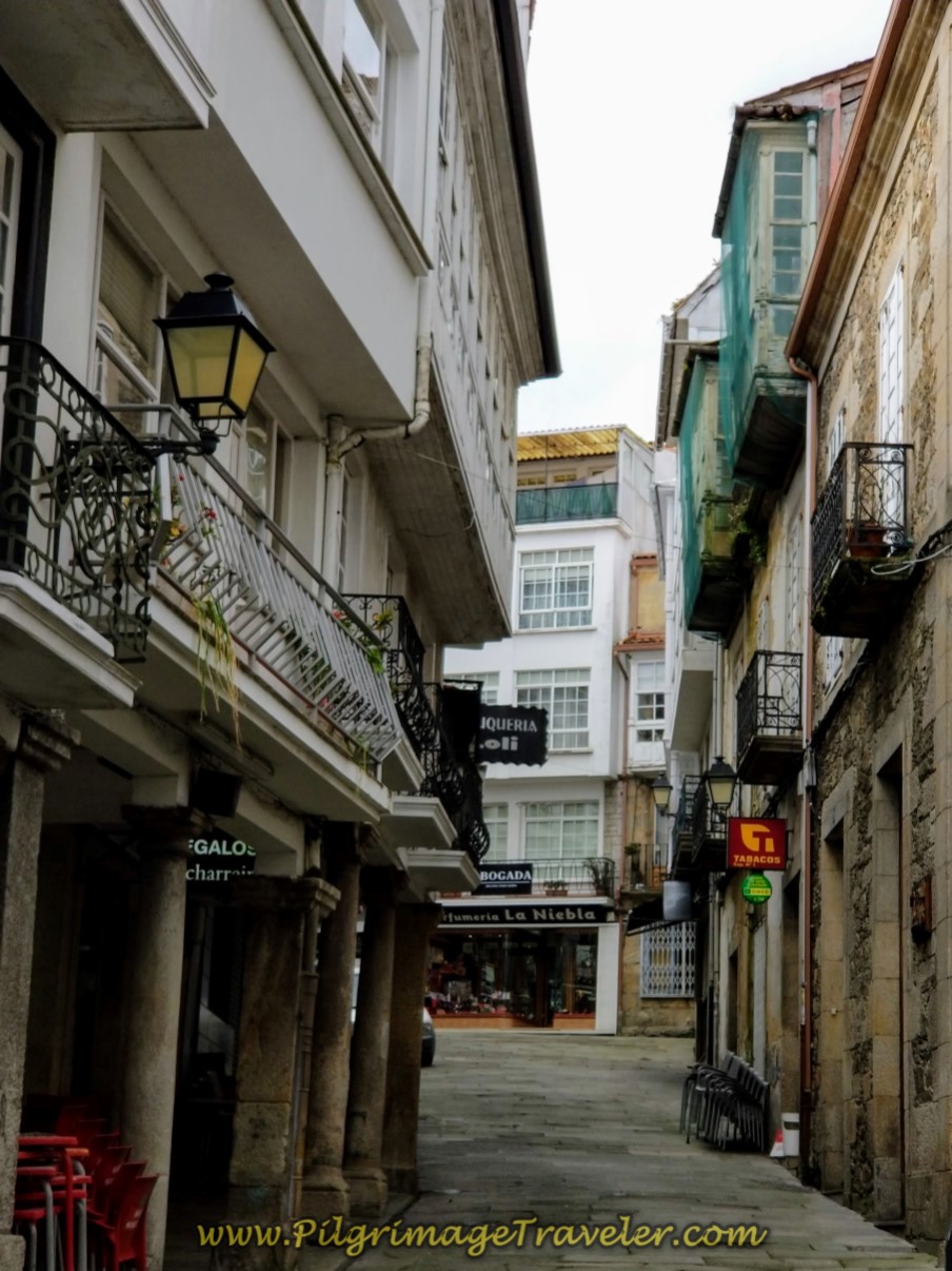 Continue on the Rúa Real in Pontedeume on day three of the Camino Inglés
