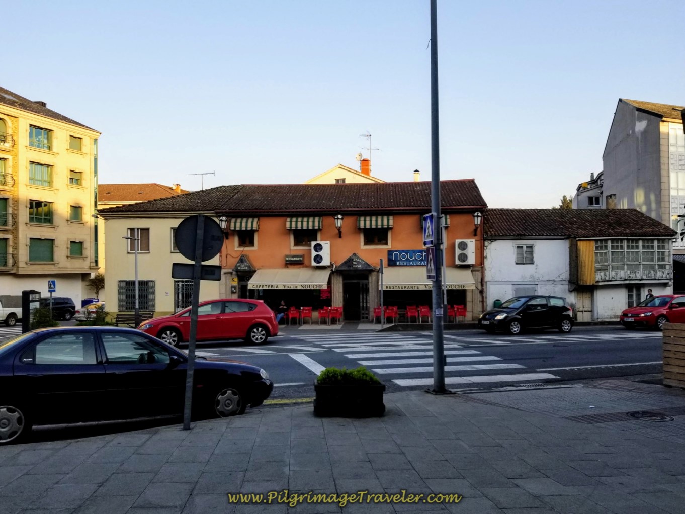 Turn Left at the Restaurant Onto the N-550 on day eight of the Camino Inglés Turn Left at the Restaurant Onto the N-550 on day eight of the Camino Inglés