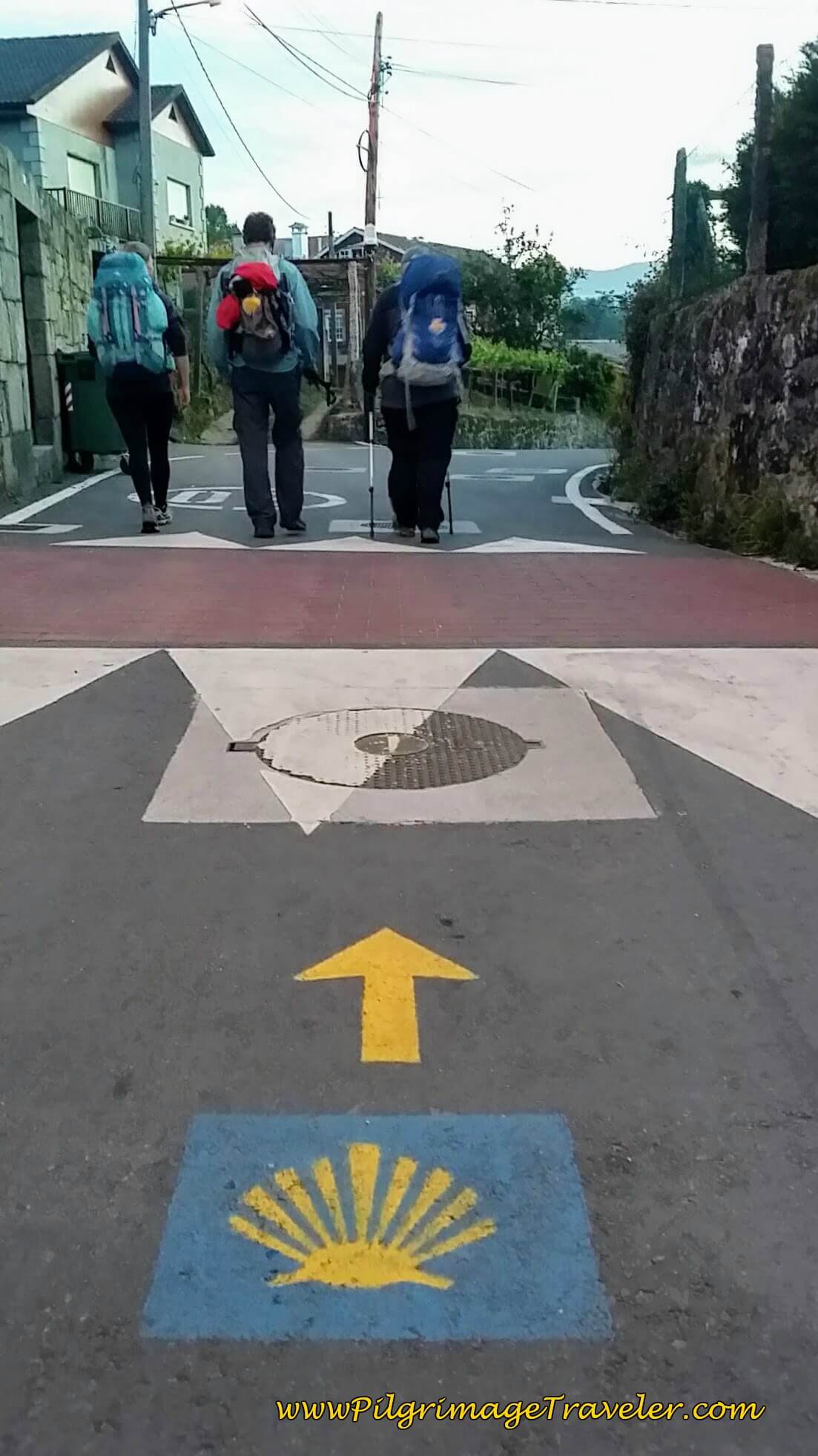 Camino Street Waymark on the Rúa da Gándara in Pontevedra, Spain on day twenty-three, Camino Portugués