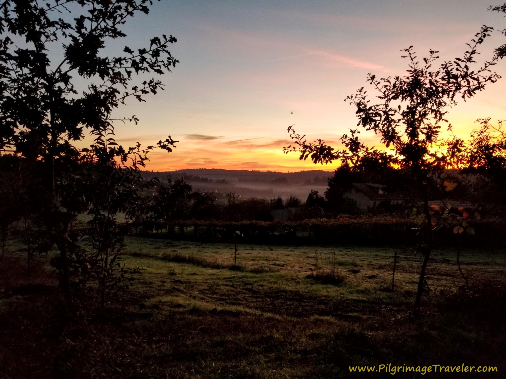 Sunrise Over Gándaraon on the Camino Sanabrés from A Susana to Santiago de Compostela