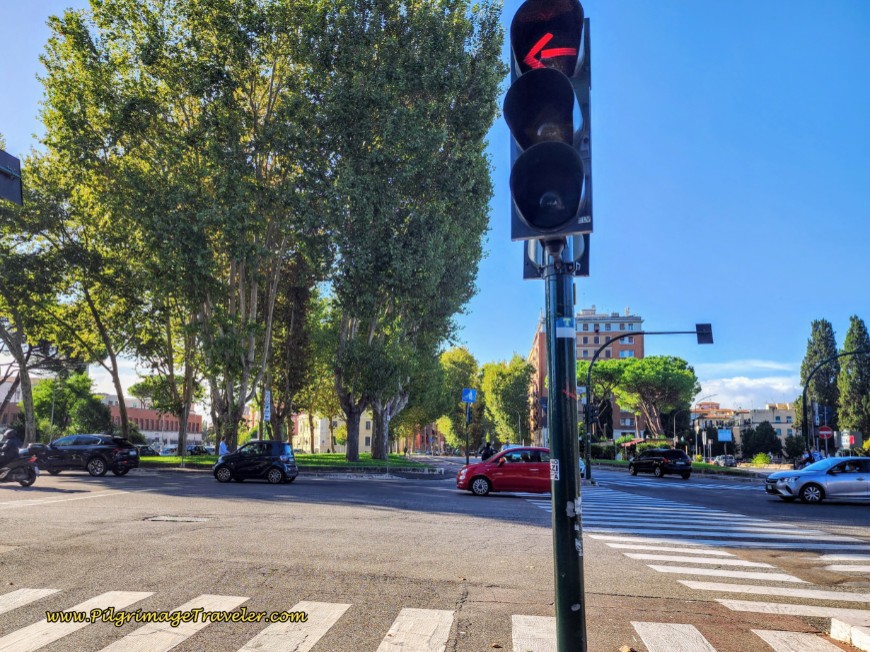 Way of St. Francis: Day Twenty-Three, Monte Sacro to Rome - Small Sticker at Intersection