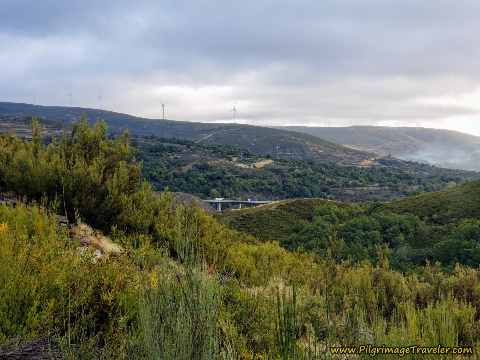 Mountain and Motorway Views on the Camino Sanabrés from Lubián to A Gudiña