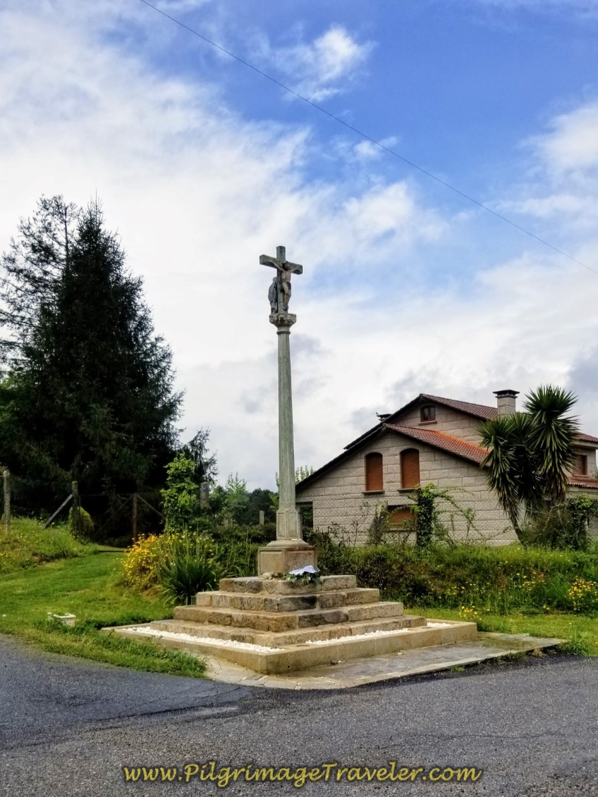 The Santiaguiño Cross at the top of the steep climb from Mos on day twenty-one of the central route of the Portuguese Camino