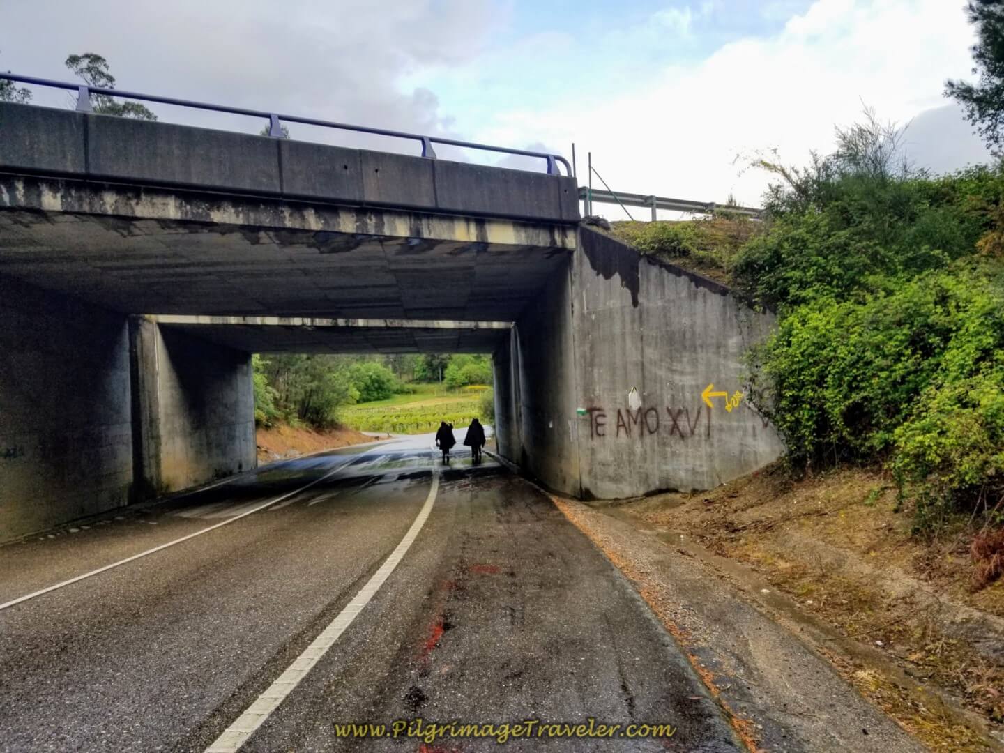 Walk Under the E-1, Autopista del Atlántico on Day twenty of the Portugues Camino on the Central Route