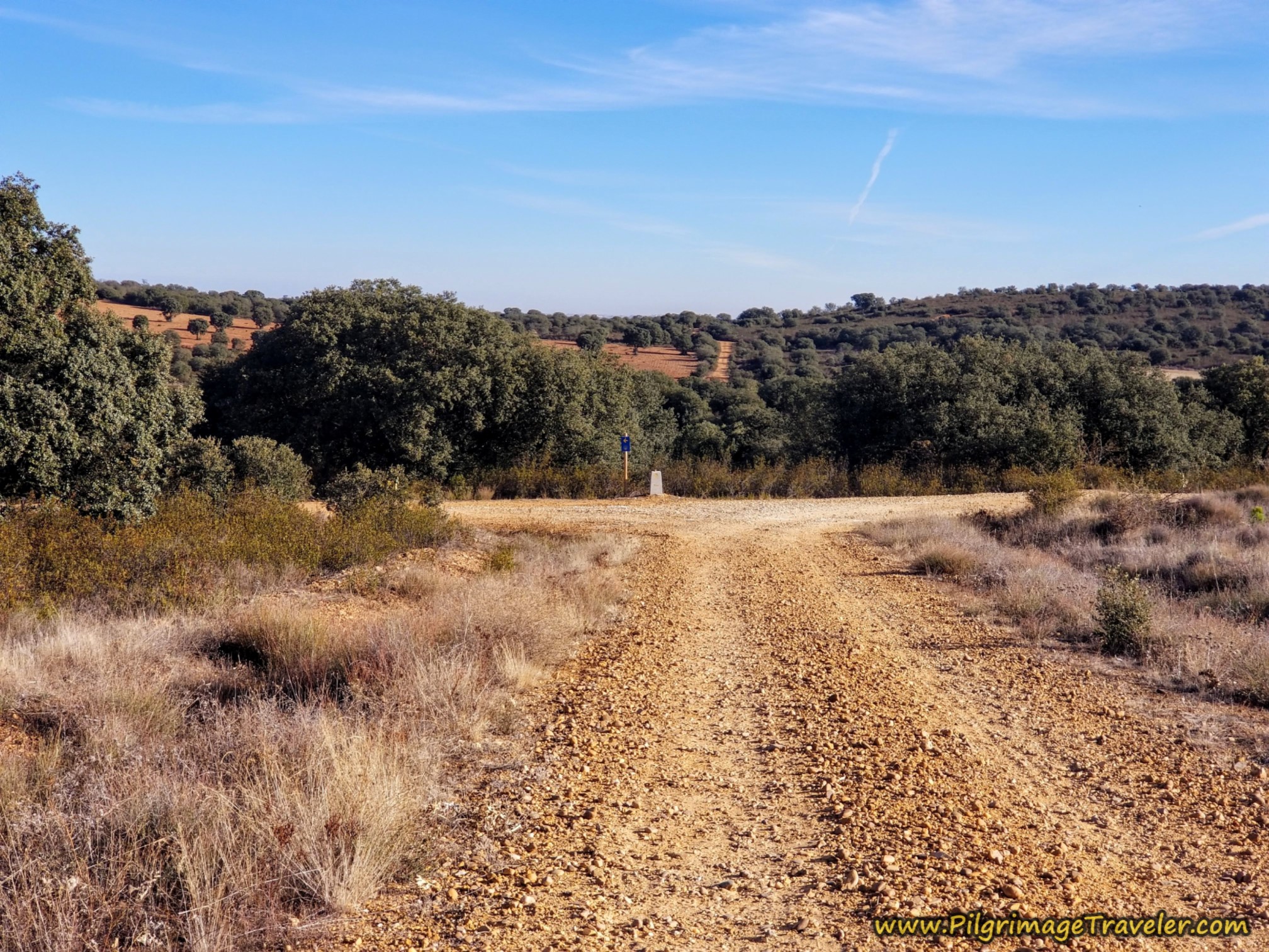 Left Turn at T-Intersection on the Camino Sanabrés from Granja de Moreruela to Tábara