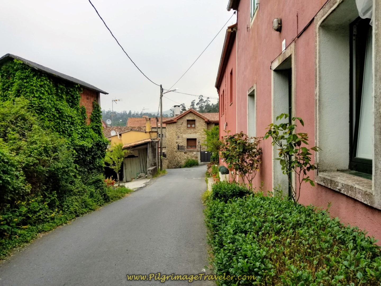 Meandering Through a Cluster of Homes on day one of the Camino Finisterre