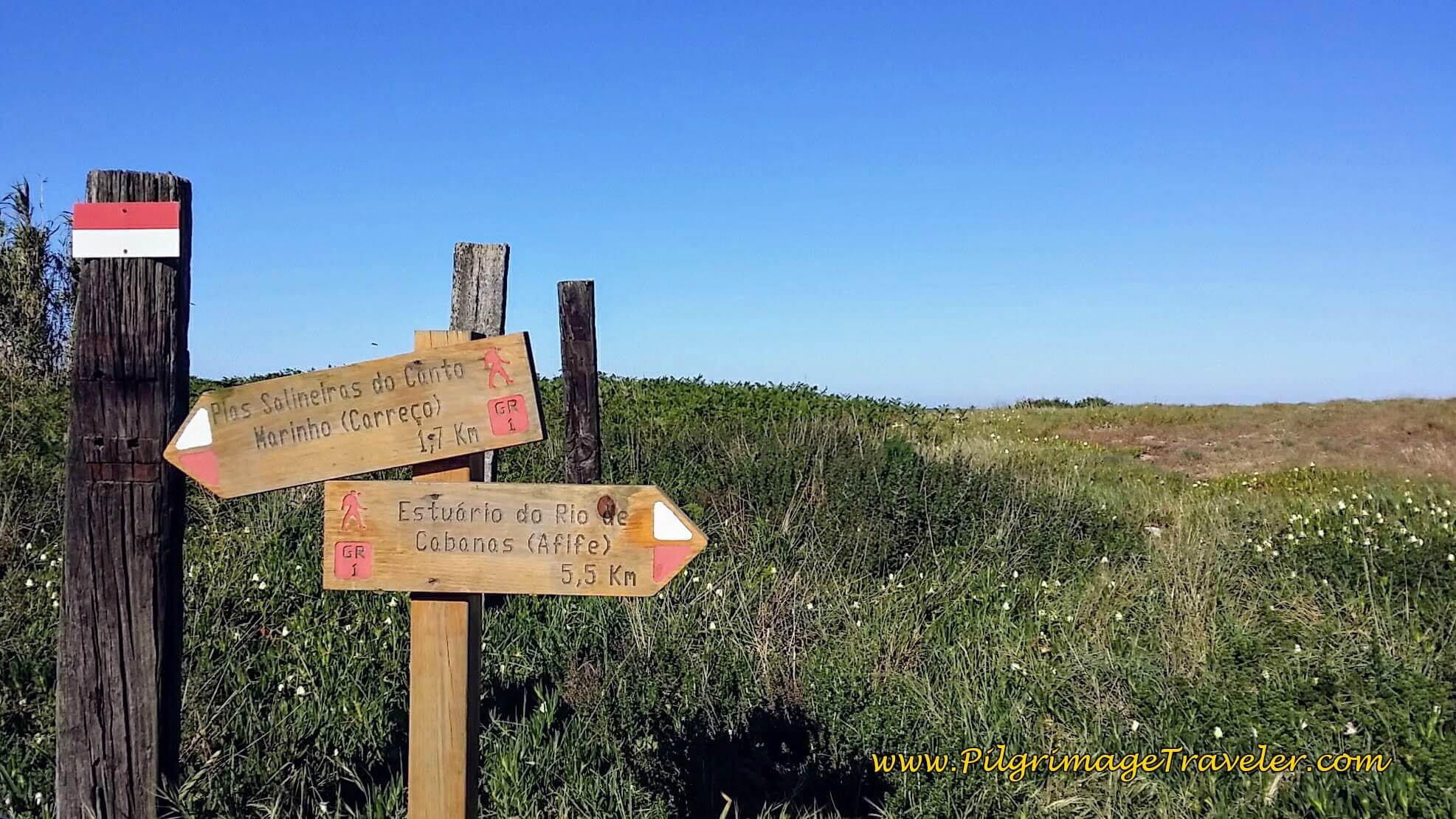 Signpost on Trail System to Afife on day eighteen of the Camino Portugués on the Senda Litoral